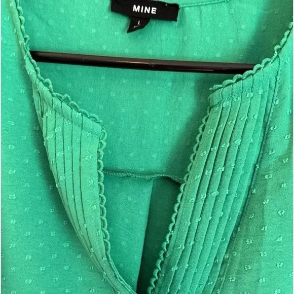 Mine Kelly Green Cap Sleeve Top Ladies Size Large GUC - Picture 3 of 9